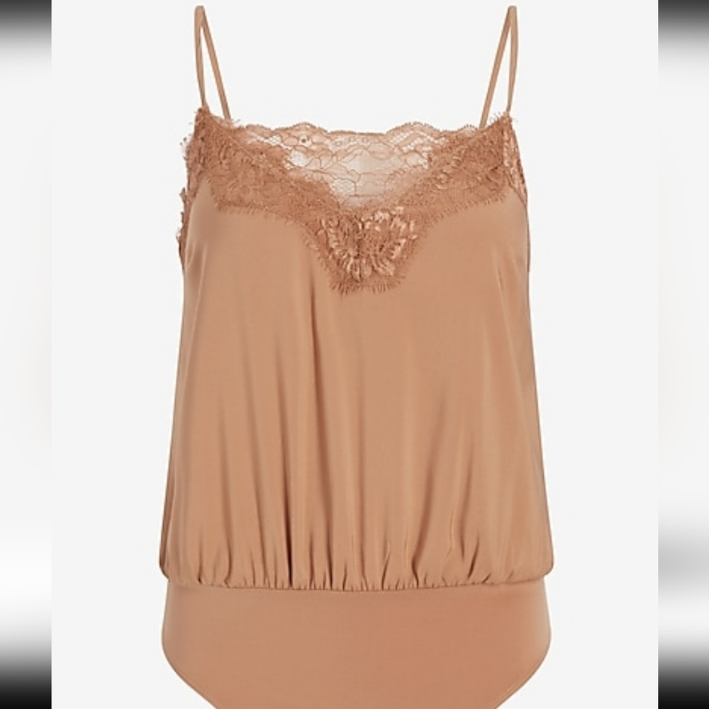Lace Trim Downtown Cami Thong Bodysuit